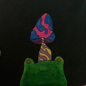 Green trippy frog painting